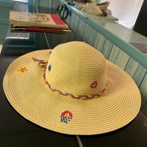 Colorful Embroidered Kids straw Sun Hat